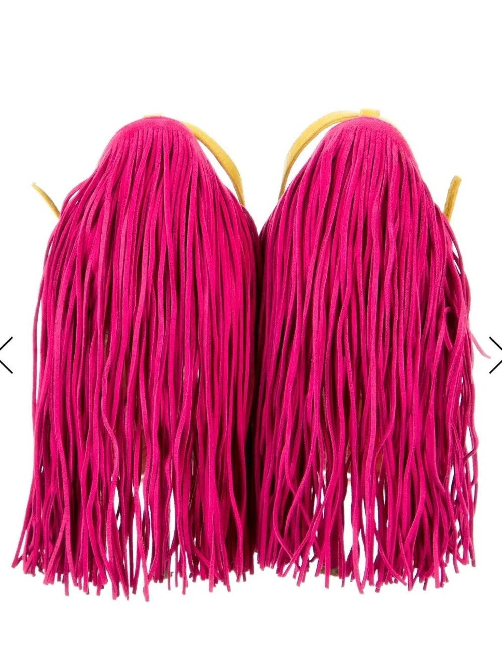 Authentic Christian Louboutin Color Block Fringe Suede Peep-Toe Heel